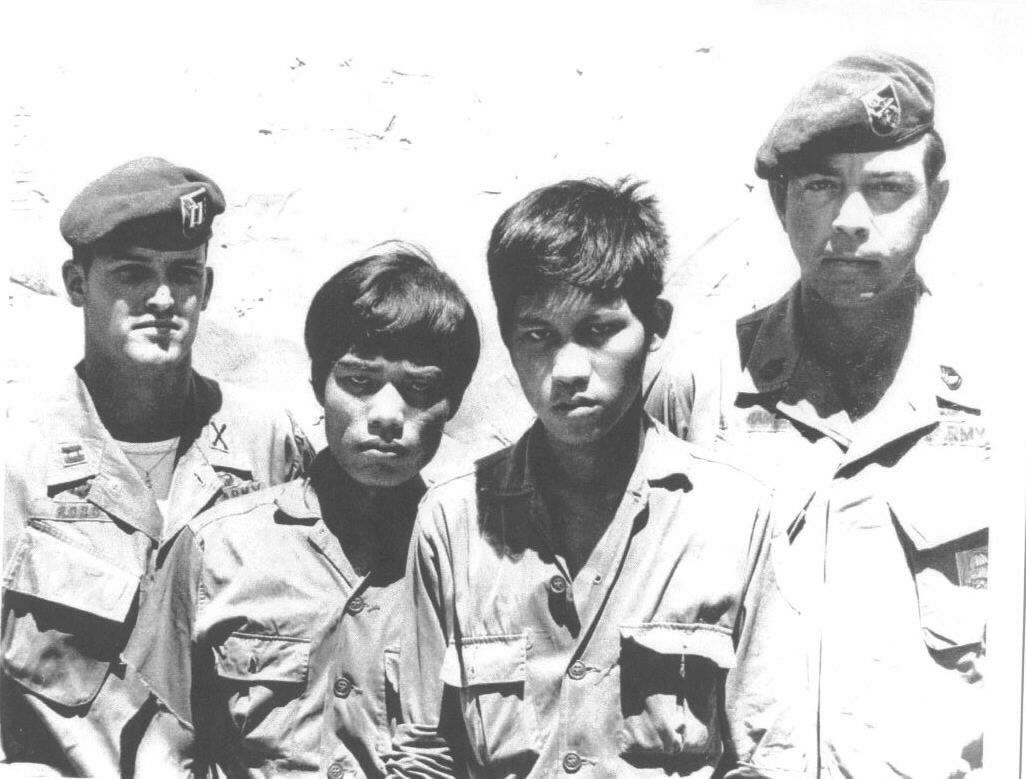 [SOG] RT ASP
picture is the Jump Team, 1st airborne insertion into Laos
1970 from left me, Hao, Cu and Bob Ramsey.